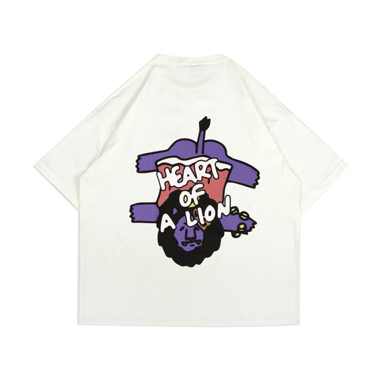 PEANUT STAIN - Not Sleeping Heart Of A Lion Ivory Oversized Tshirt