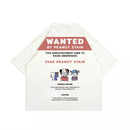 PEANUT STAIN - Fakenut Stain Wanted Ivory Boxy Oversized Tshirt