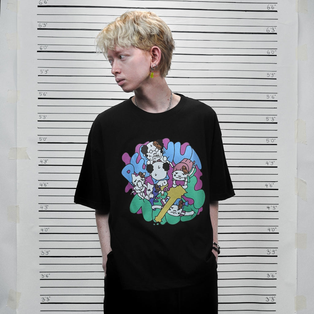 PEANUT STAIN - Fakenut Stain Fighting Black Boxy Oversized Tshirt