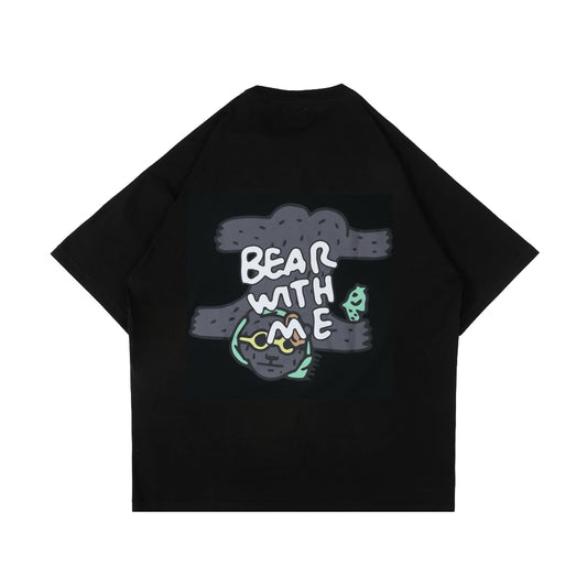 PEANUT STAIN - Not Sleeping Bear With Me Black Oversized Tshirt