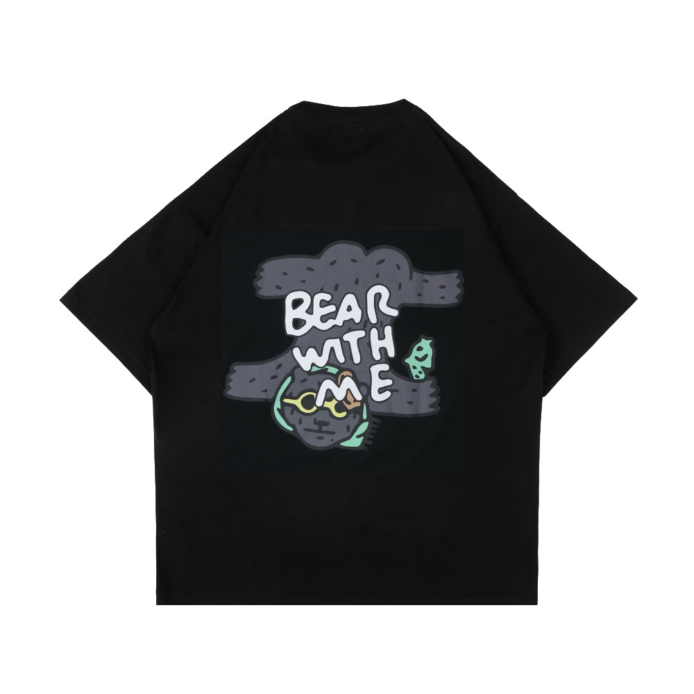 PEANUT STAIN - Not Sleeping Bear With Me Black Oversized Tshirt