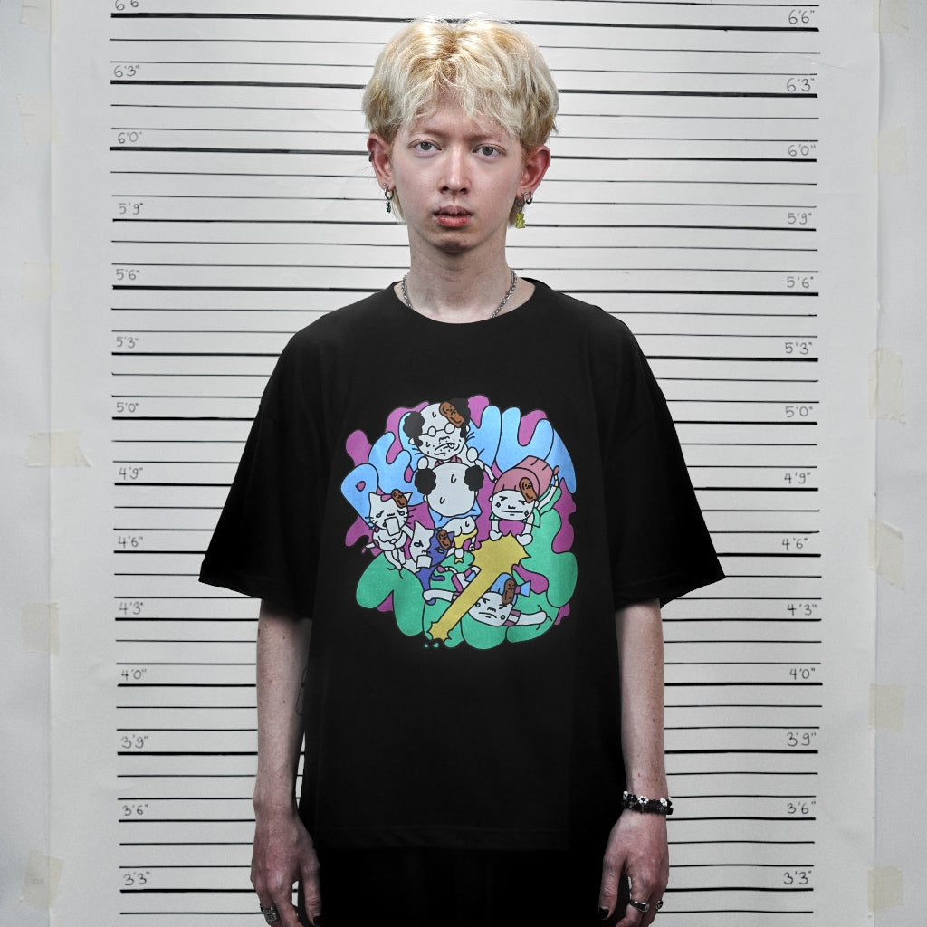 PEANUT STAIN - Fakenut Stain Fighting Black Boxy Oversized Tshirt