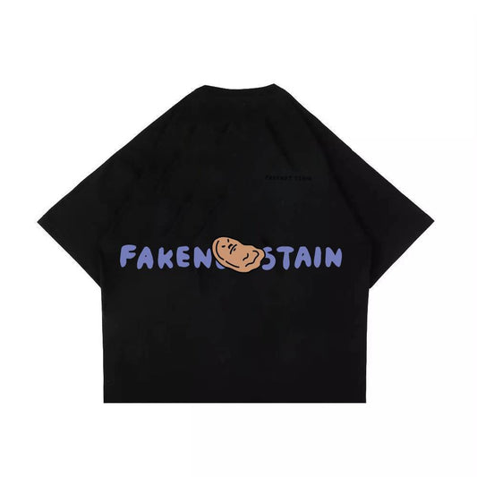 PEANUT STAIN - Fakenut Stain Logo Black Boxy Oversized Tshirt
