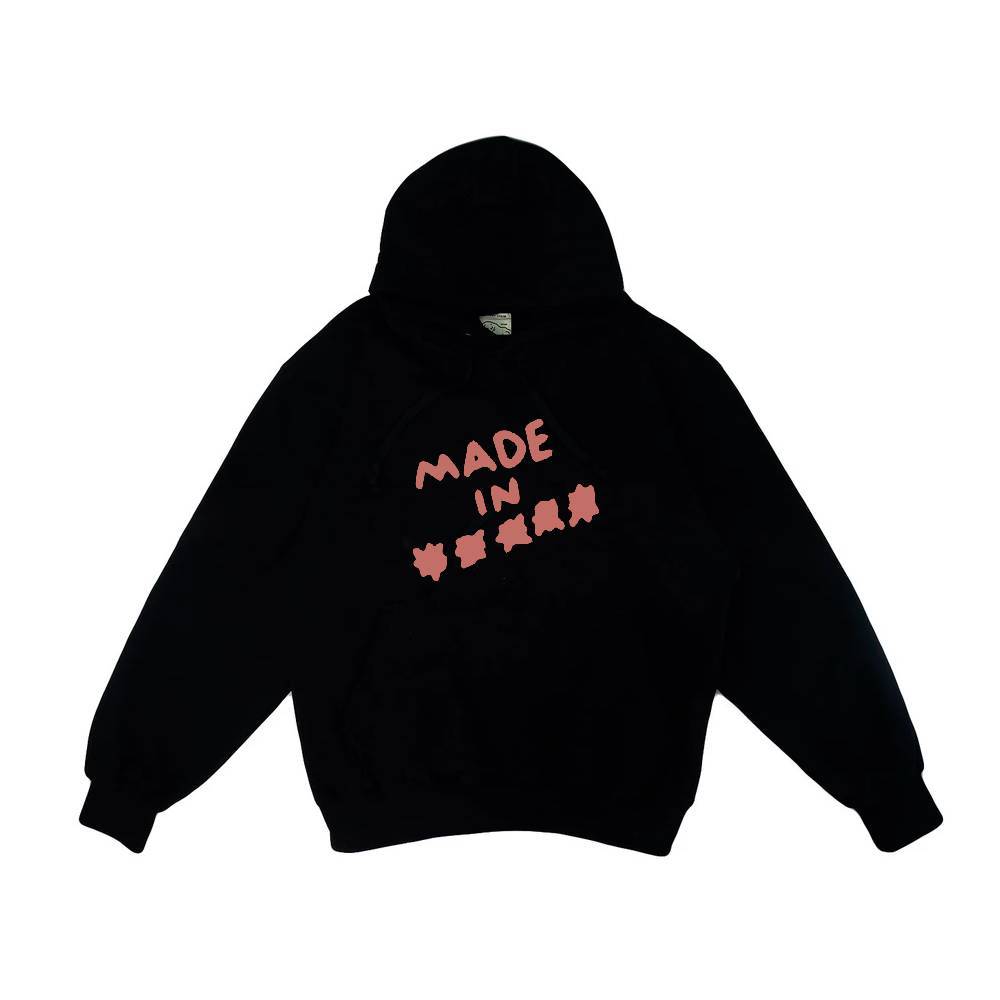 PEANUT STAIN - Fakenut Stain Made In Asterisk Black Oversized Hoodie