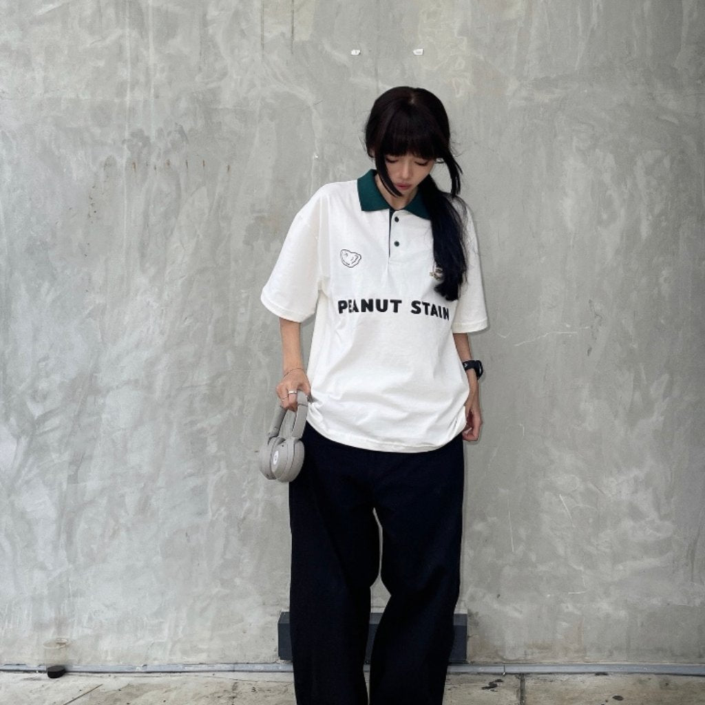 Boxy Oversized Polo Old Money Classic Ivory Peanut Stain | Kaos Polo | Unisex