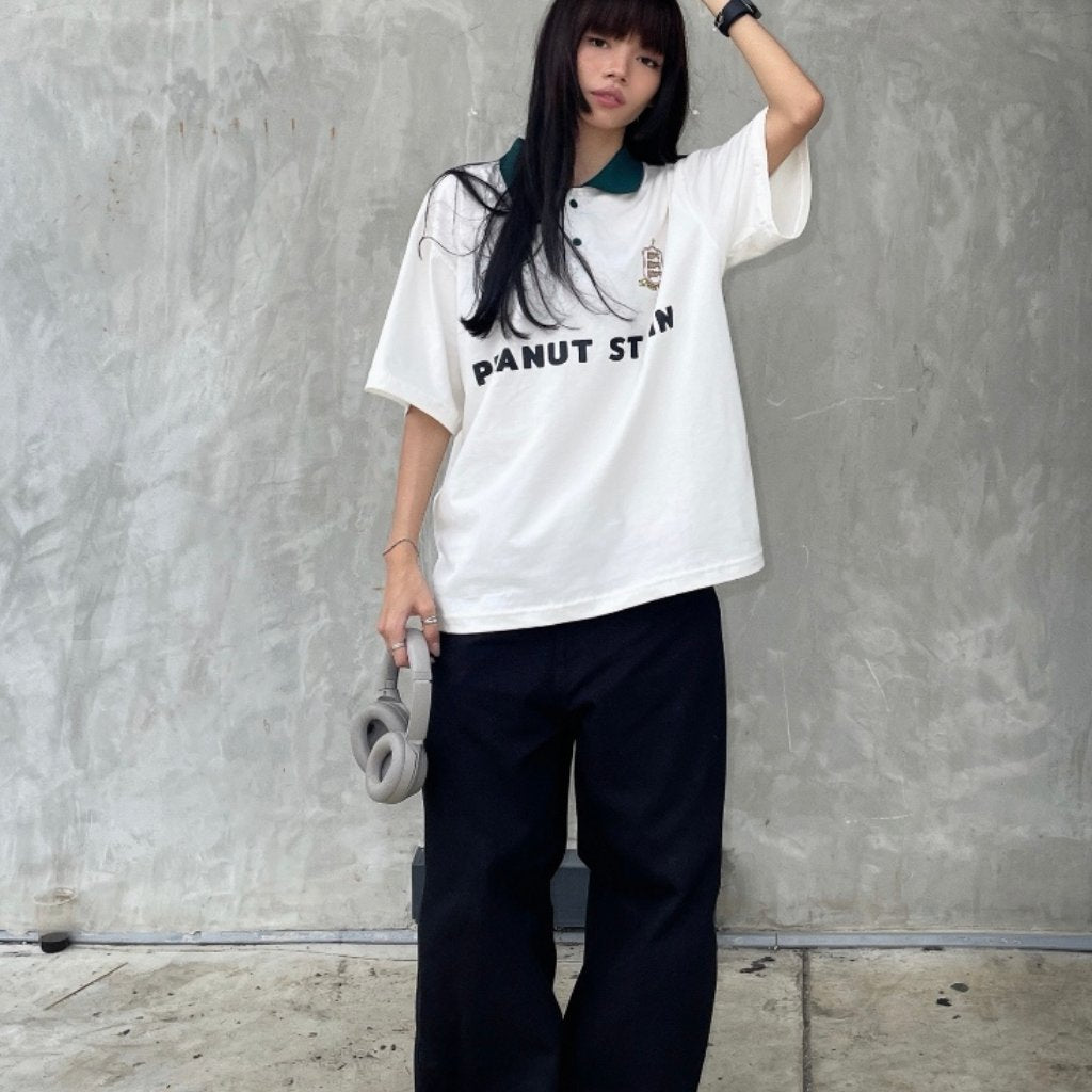 Boxy Oversized Polo Old Money Classic Ivory Peanut Stain | Kaos Polo | Unisex