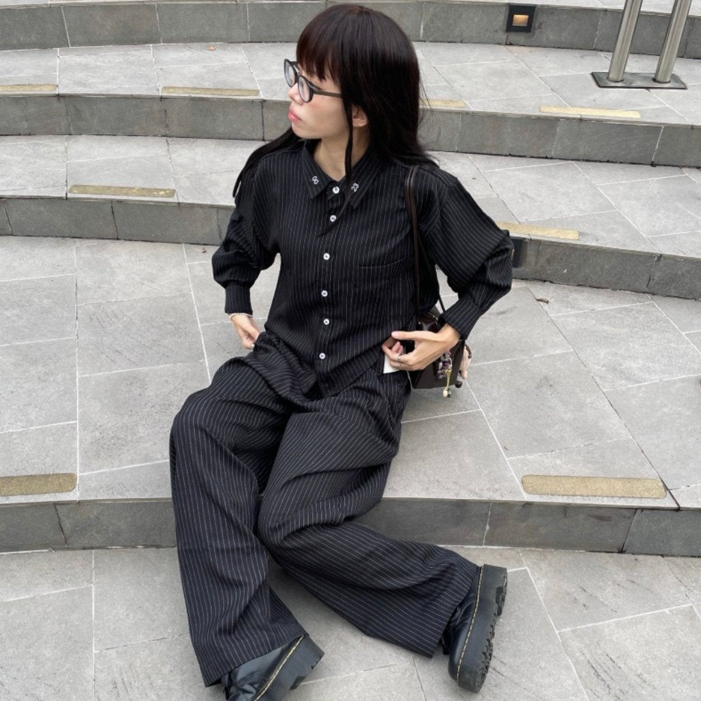Boxy Shirt Time to Time Striped Outside Work Hours | Kemeja | Unisex