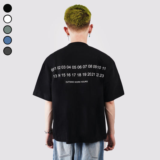 Boxy Oversized Tshirt   Overtime Black Outside Work Hours | Kaos | Unisex