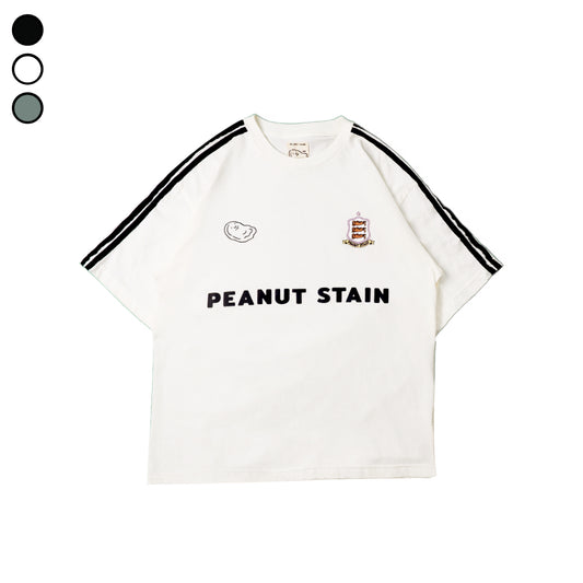 Oversized Tshirt 4 Stripes Arm Ivory Peanut Stain | Kaos | Unisex