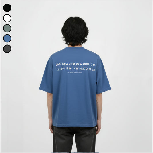 Boxy Oversized Tshirt Overtime Blue Outside Work Hours | Kaos | Unisex