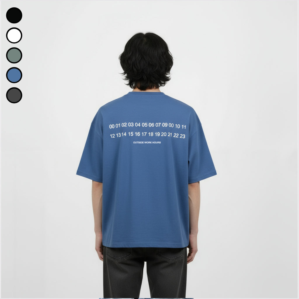 Boxy Oversized Tshirt Overtime Blue Outside Work Hours | Kaos | Unisex