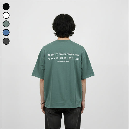 Boxy Oversized Tshirt Overtime Green Outside Work Hours | Kaos | Unisex