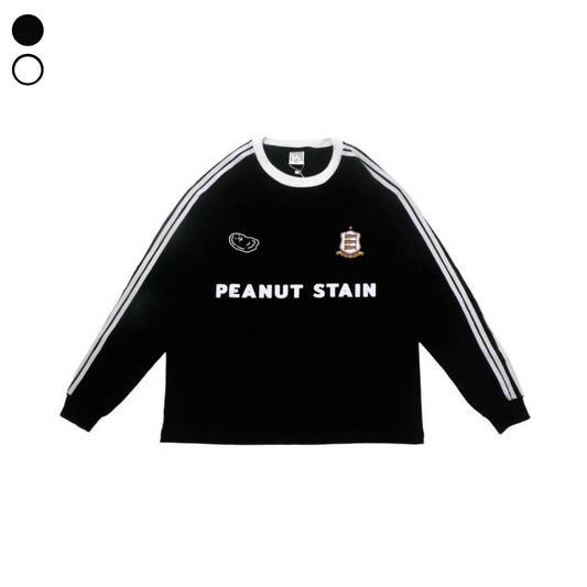 Boxy Long Sleeve Tshirt 4 Stripes Arm black Peanut Stain | Kaos Lengan Panjang | Unisex