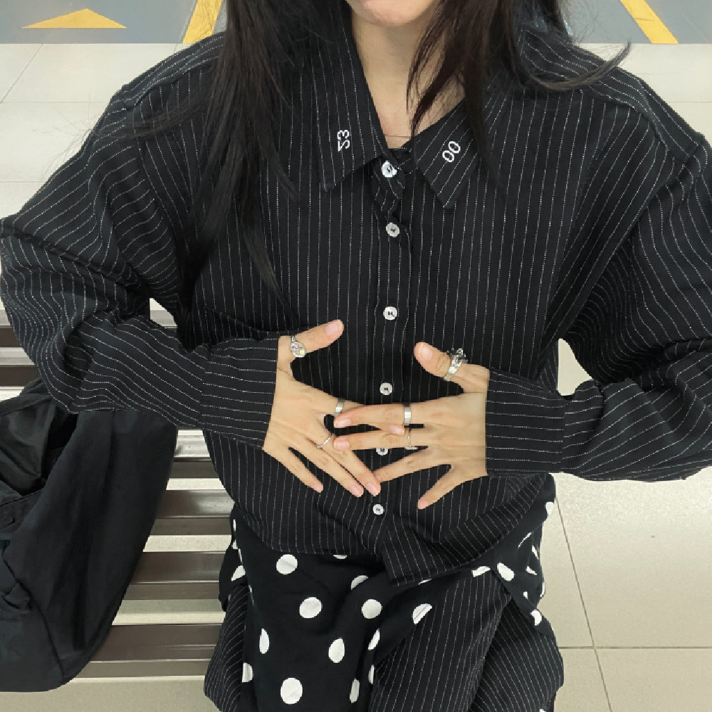 Boxy Shirt Time to Time Striped Outside Work Hours | Kemeja | Unisex