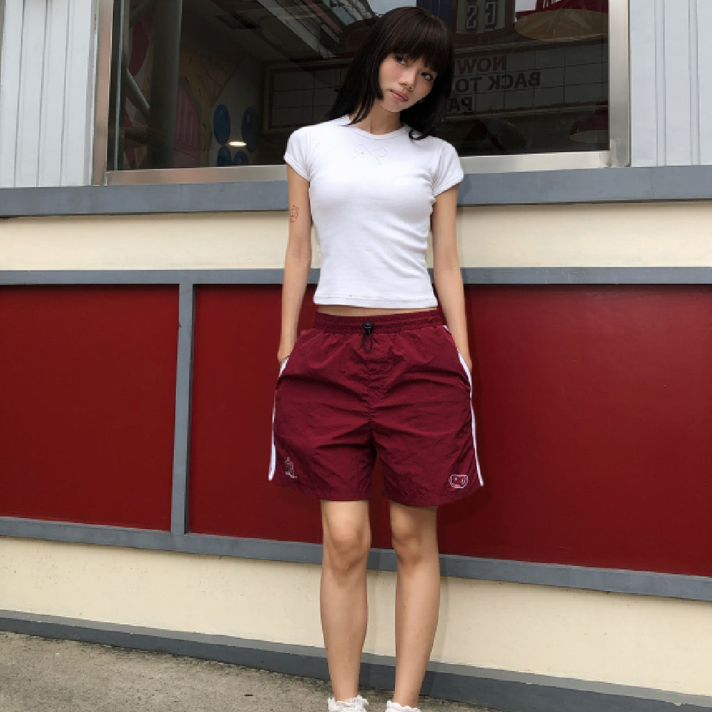 Shorts Nut Running Maroon Nylon Peanut Stain | Celana Pendek | Unisex
