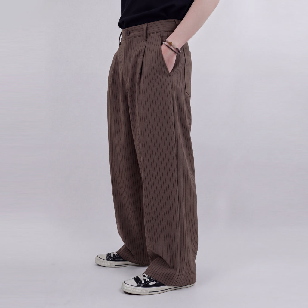 Slacks On Time Brown  Striped Outside Work Hours | Celana Panjang | Unisex