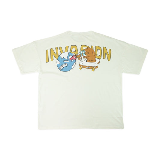 PEANUT STAIN - Invasion Ivory Wide Shoulder Oversized Tshirt