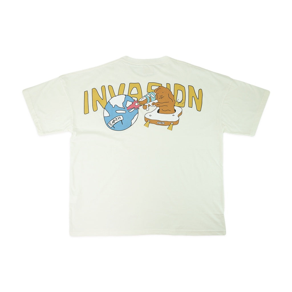 PEANUT STAIN - Invasion Ivory Wide Shoulder Oversized Tshirt