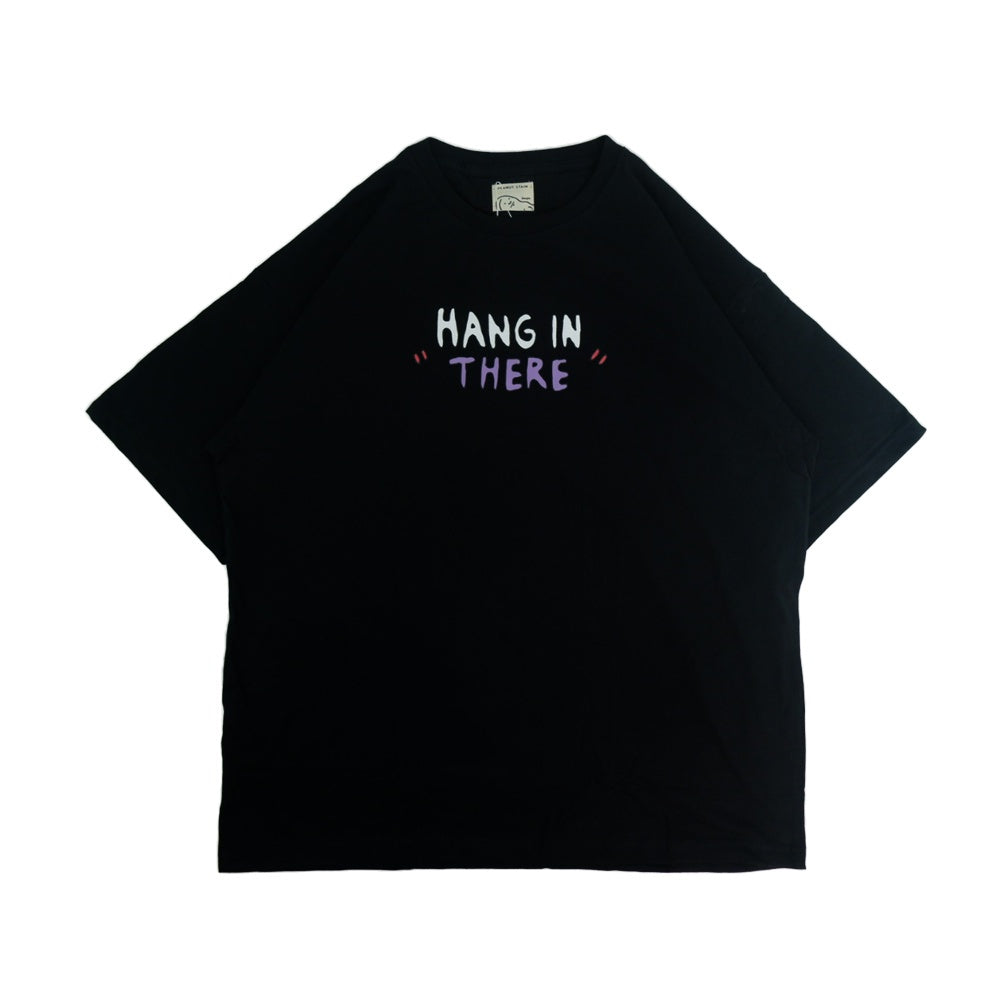 PEANUT STAIN - Hang in There Black Oversized Tshirt