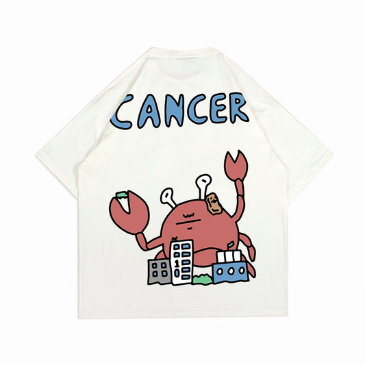 PEANUT STAIN - Cancer Zodiac Ivory Oversized Tshirt